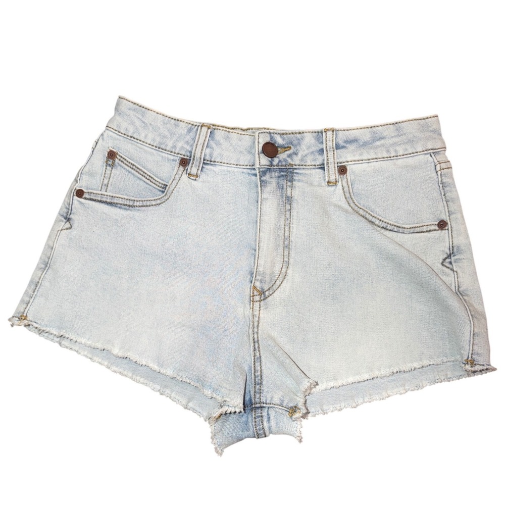 Volcom 1991 Stoned Short Light Wash Denim Cut Off High Rise Shorts 26 B2012400